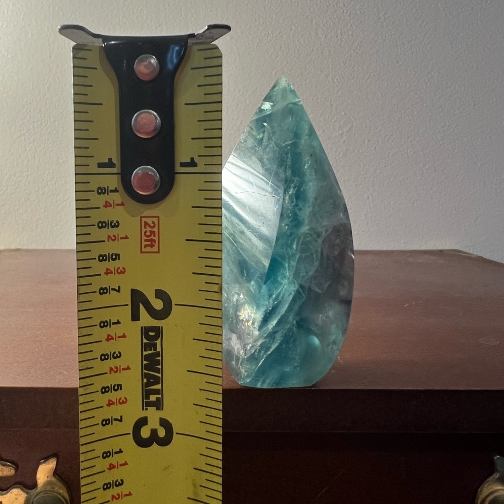 Teardrop Teal Fluorite Crystal Decor (1)